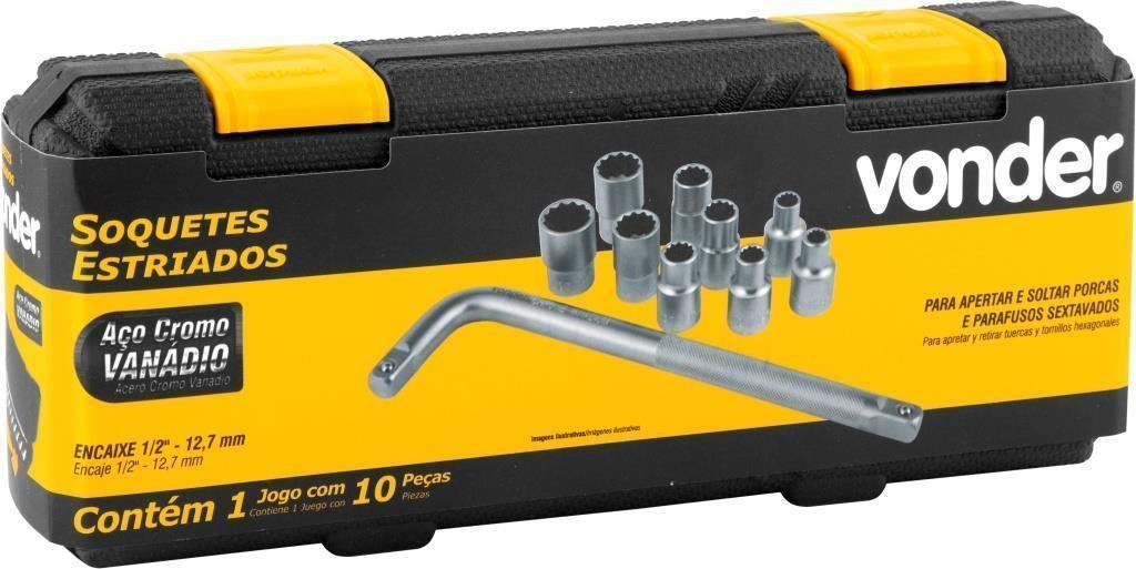 JOGO SOQUETE ESTR ENC 1/2"  08A20MM 10PC VONDER 3029012010 - UNID