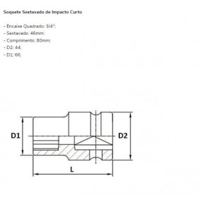 3/4X46X80 - SOQUETE SEXTAVADO IMPACTO CURTO /LONGO