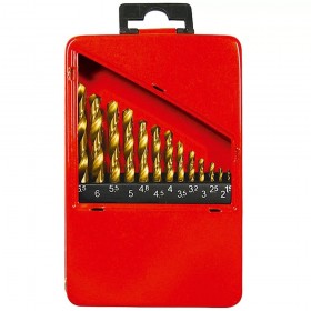 JOGO DE BROCAS DE ACO RAPIDO PARA METAL, 1,5 A 6,5 MM, NITRETO DE TITANIO, 13 PCS, CAIXA PLASTICA//MTX - UNID